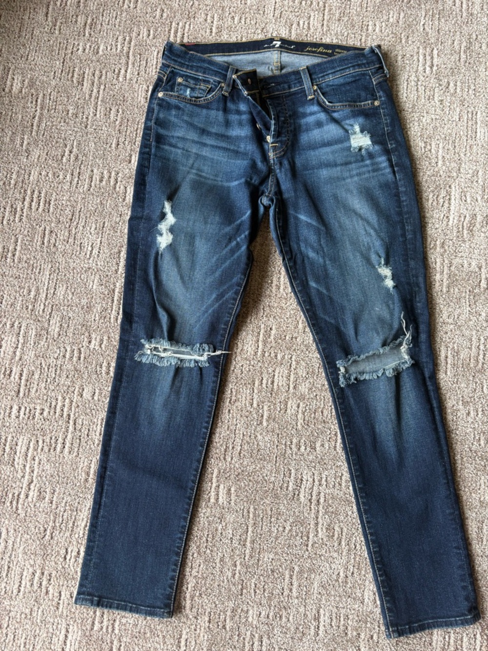 7 For All Mankind Distressed Skinny Boyfriend Jeans